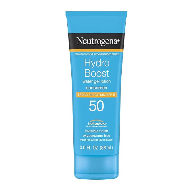 Neutrogena Hydro Boost Moisturizing Water Gel Sunscreen Lotion with Broad Spectrum SPF 50, Water-Resistant & Non-Greasy Hydrating Sunscreen Lotion, Oil-Free, 3 fl. oz