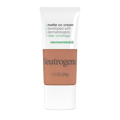 Neutrogena Clear Coverage Flawless Matte CC Cream, Full-Coverage Color Correcting Cream Face Makeup with Niacinamide (b3), Hypoallergenic, Oil Free & Fragrance Free, Maple, 1 oz